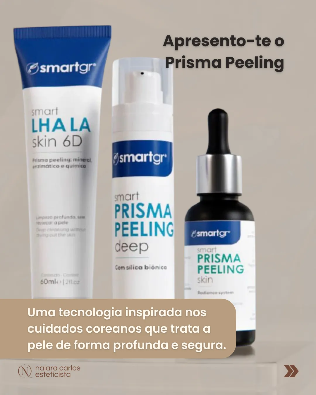 Produtos usados no protocolo de Prisma Peeling, uma tecnologia inspirada nos cuidados coreanos