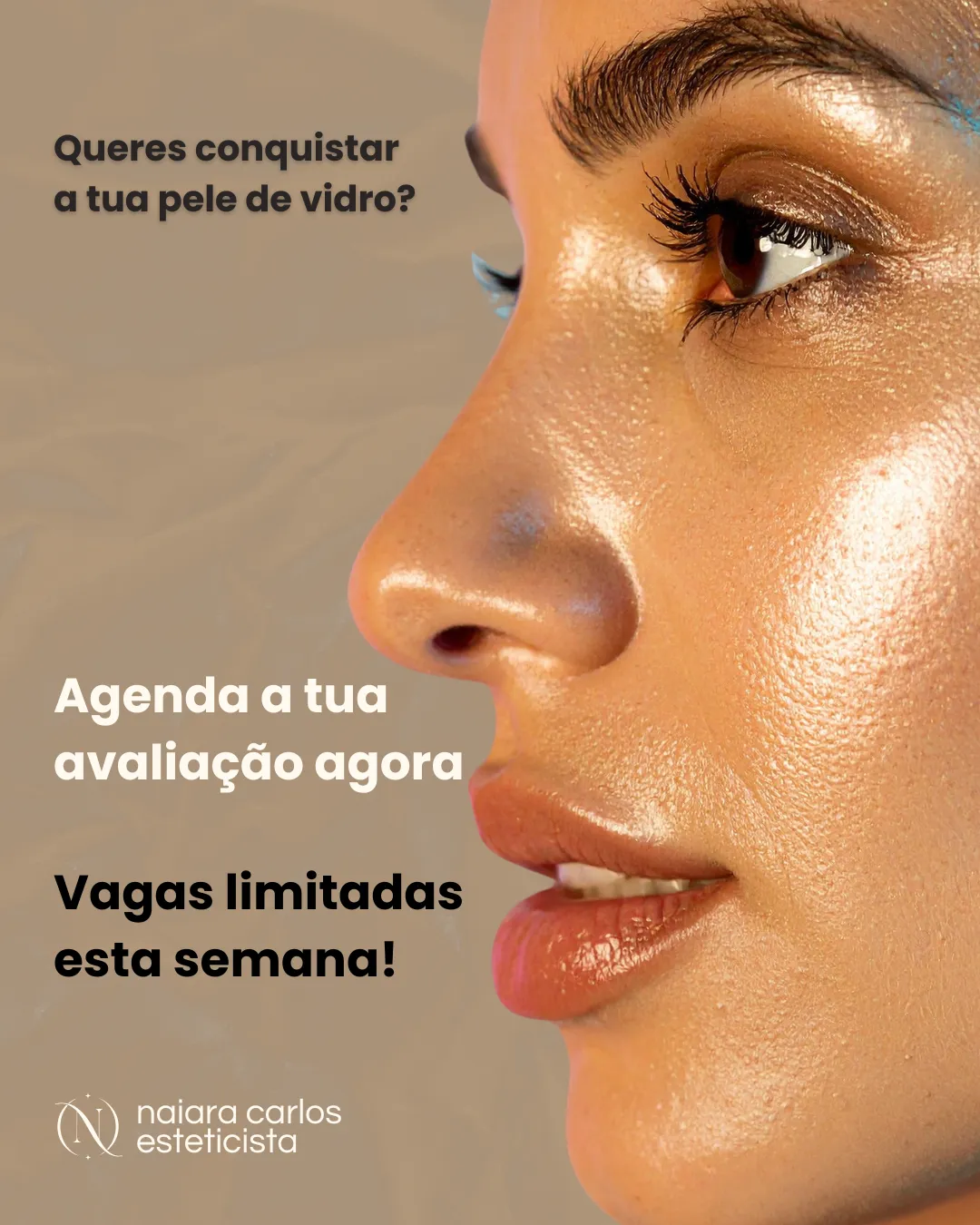 Convite para agendar a avaliação e perceber o que a tua pele precisa